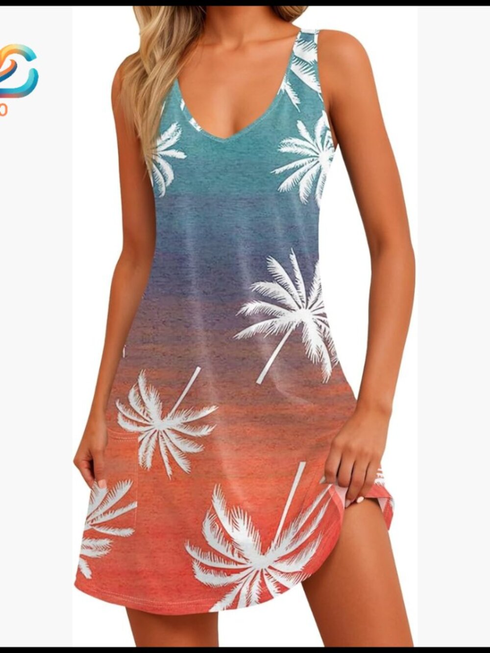 V-Neck Sleeveless Sundress With Pockets Casual Boho Beach Dress